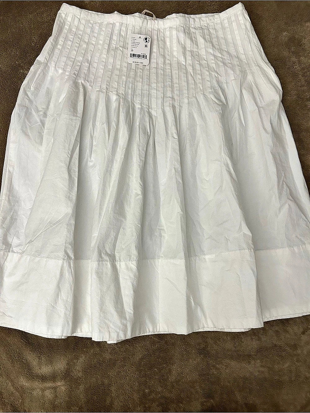 Free People Peyton Pintuck Midi Skirt Pleated Mini Skirt in White Size 10 NWT